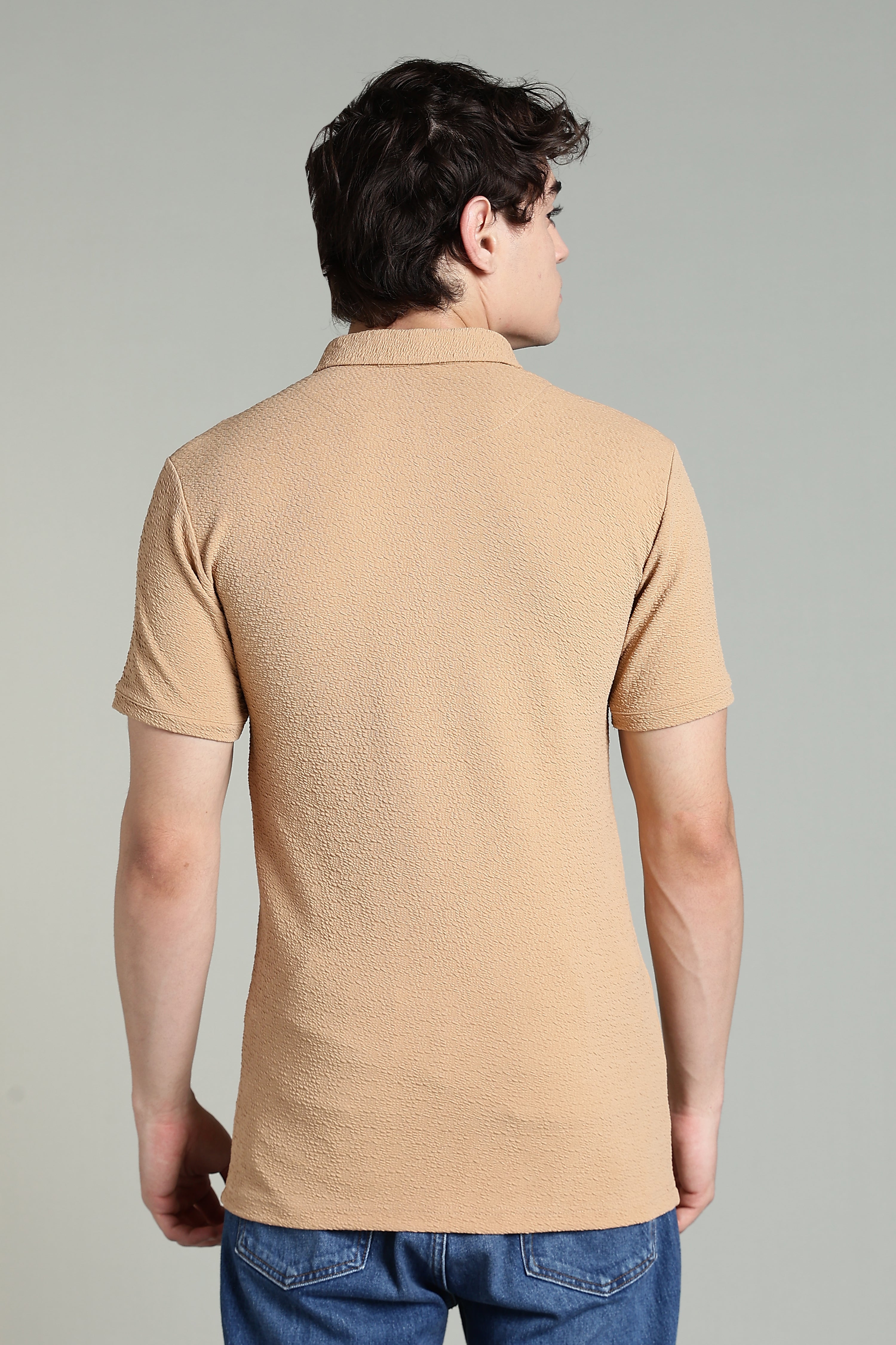 Polo T-Shirt with Contrast Pocket – Camel Beige